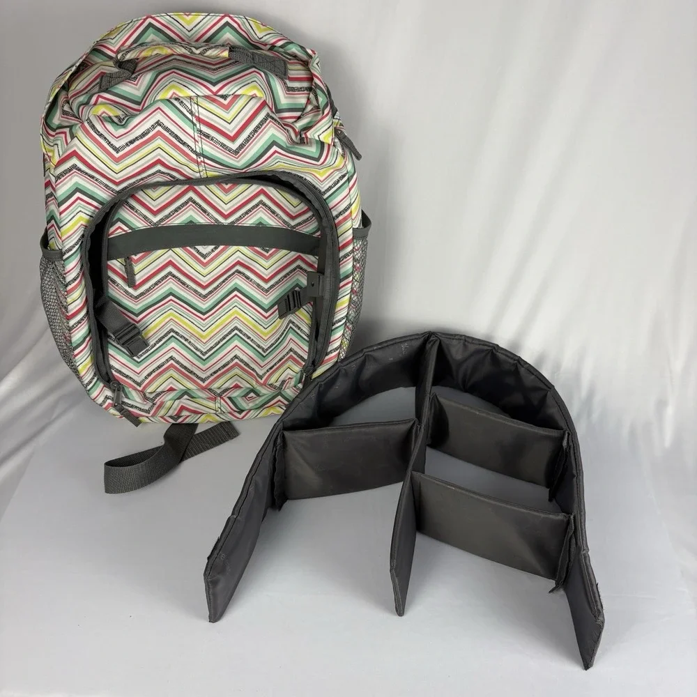 Thirty-One Camera Bag Sling Backpack Punch Chevron Removable Insert Multi-Use